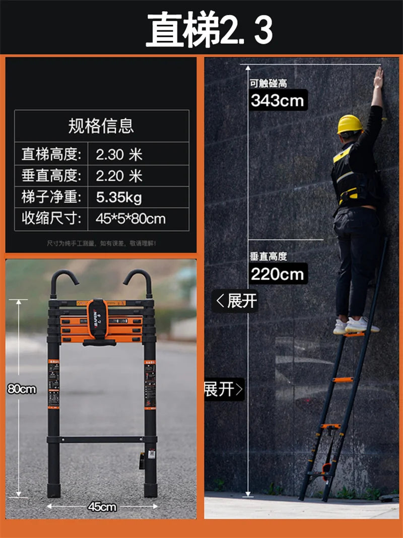 Multifunction Folding Ladder Aluminum Alloy Telescopic Ladder Thickened Herringbone Ladder Portable Lift Engineering Stairs