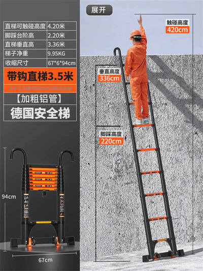 Multifunction Folding Ladder Aluminum Alloy Telescopic Ladder Thickened Herringbone Ladder Portable Lift Engineering Stairs