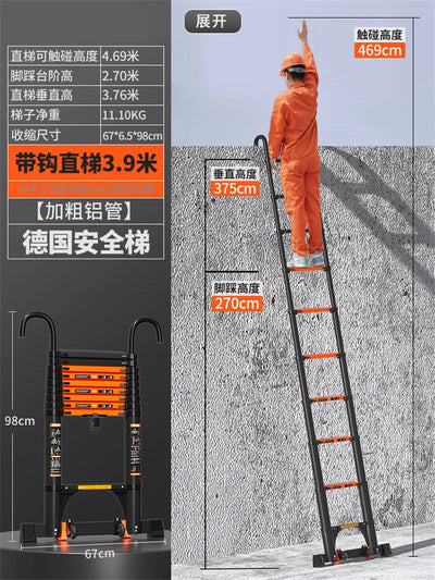 Multifunction Folding Ladder Aluminum Alloy Telescopic Ladder Thickened Herringbone Ladder Portable Lift Engineering Stairs